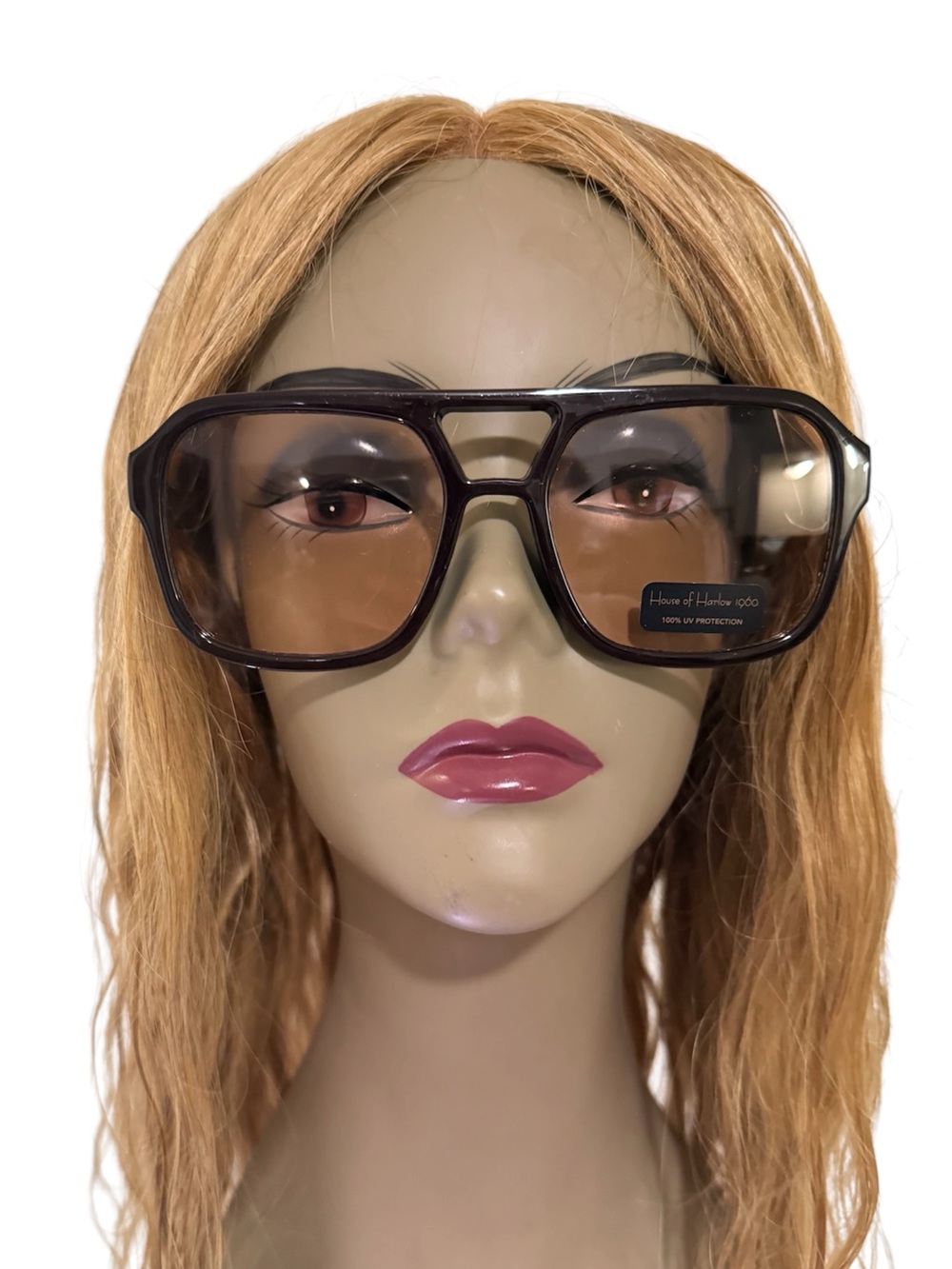 House of Harlow 1960 Oversized Black Frame with Brown Gradient Lenses Sunglasses - Picture 6 of 8